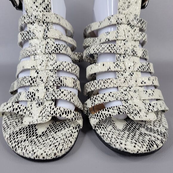 Vionic Sami Caged Sandals Snake Print Open Toe Block Heel Black White Size 10 - Picture 6 of 15
